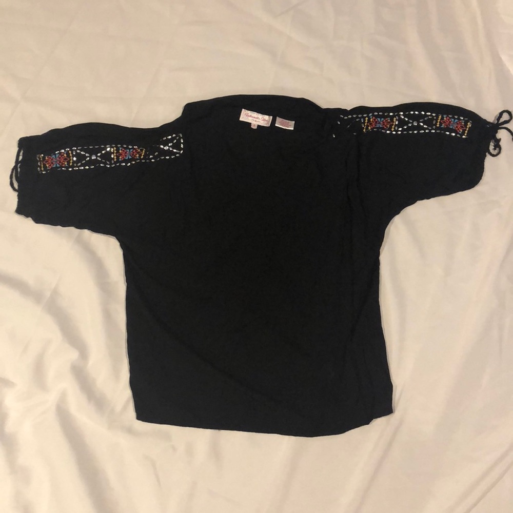 Black top with tie sleeves